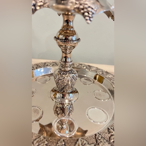 VINTAGE KARSHI JUDAICA SILVER PLATE KIDDUSH WINE FOUNTAIN - Picture 12 of 13